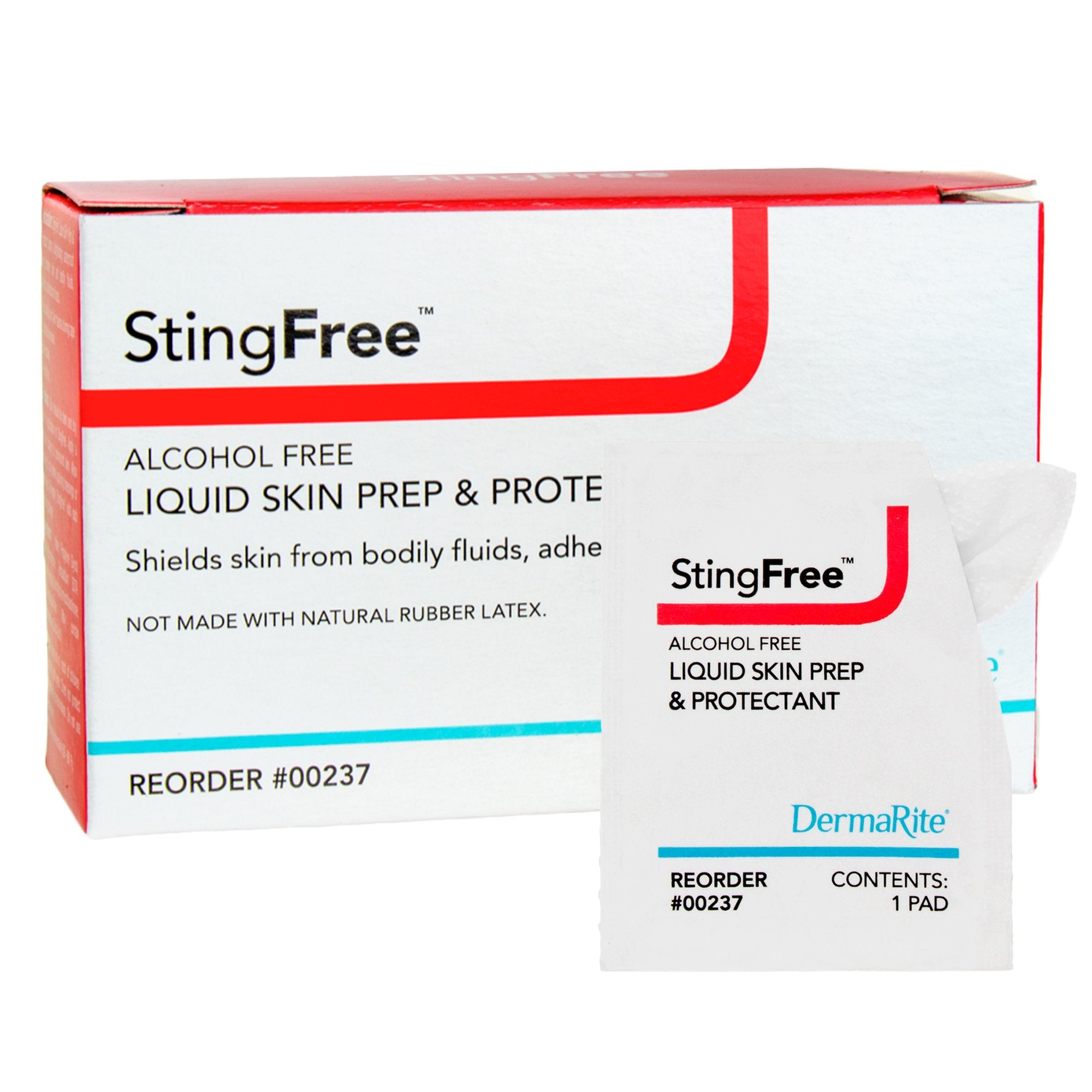 DermaRite Industries - Skin Barrier Wipe StingFree™ Alcohol-Free Liquid Skin Prep & Shield Hexamethyldisiloxane / Decamethylcyclopentasiloxane Individual Packet NonSterile [500/CS]