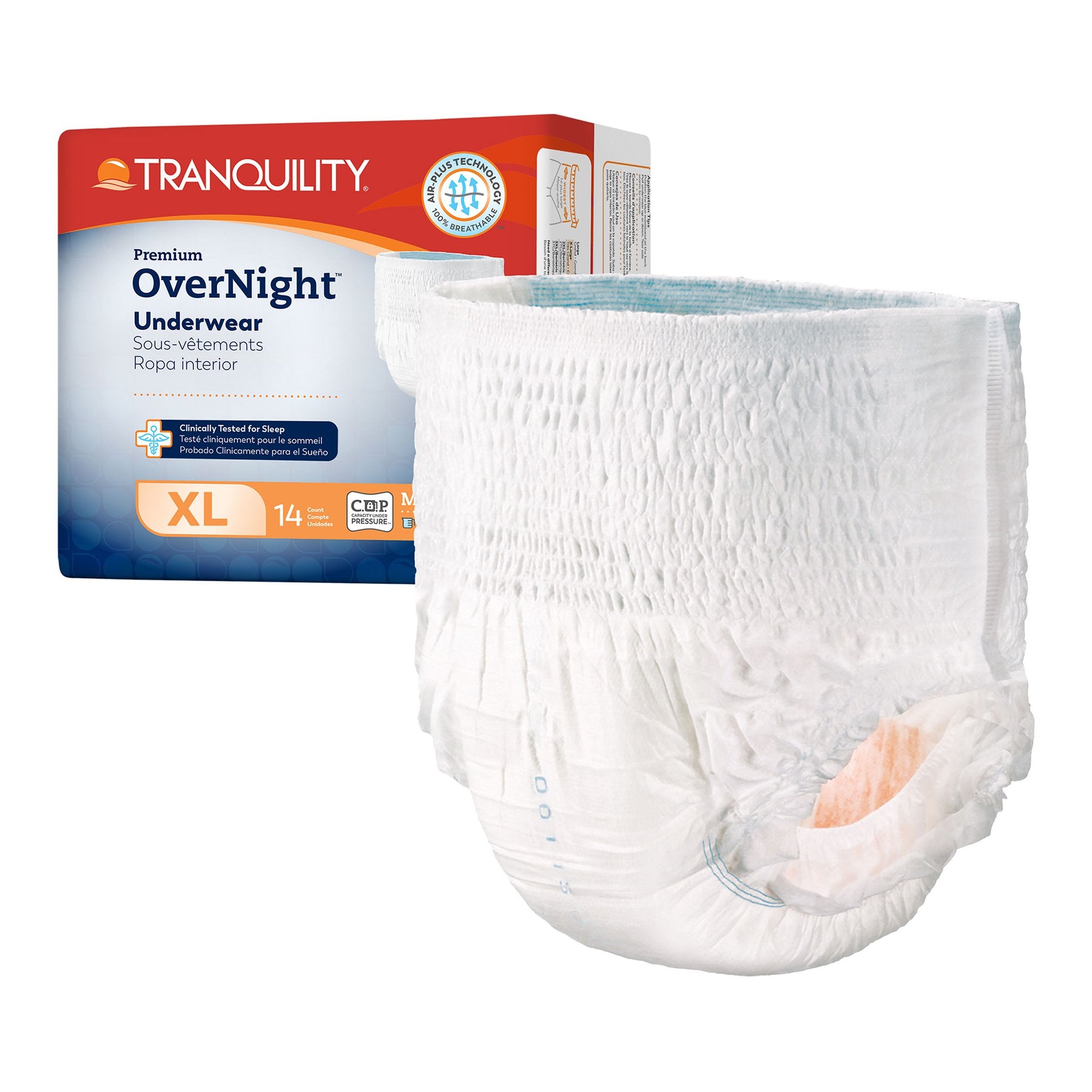 Principle Business Enterprises - Unisex Adult Absorbent Underwear Tranquility® Premium OverNight™ Pull On with Tear Away Seams X-Large Disposable Heavy Absorbency [56/CS]