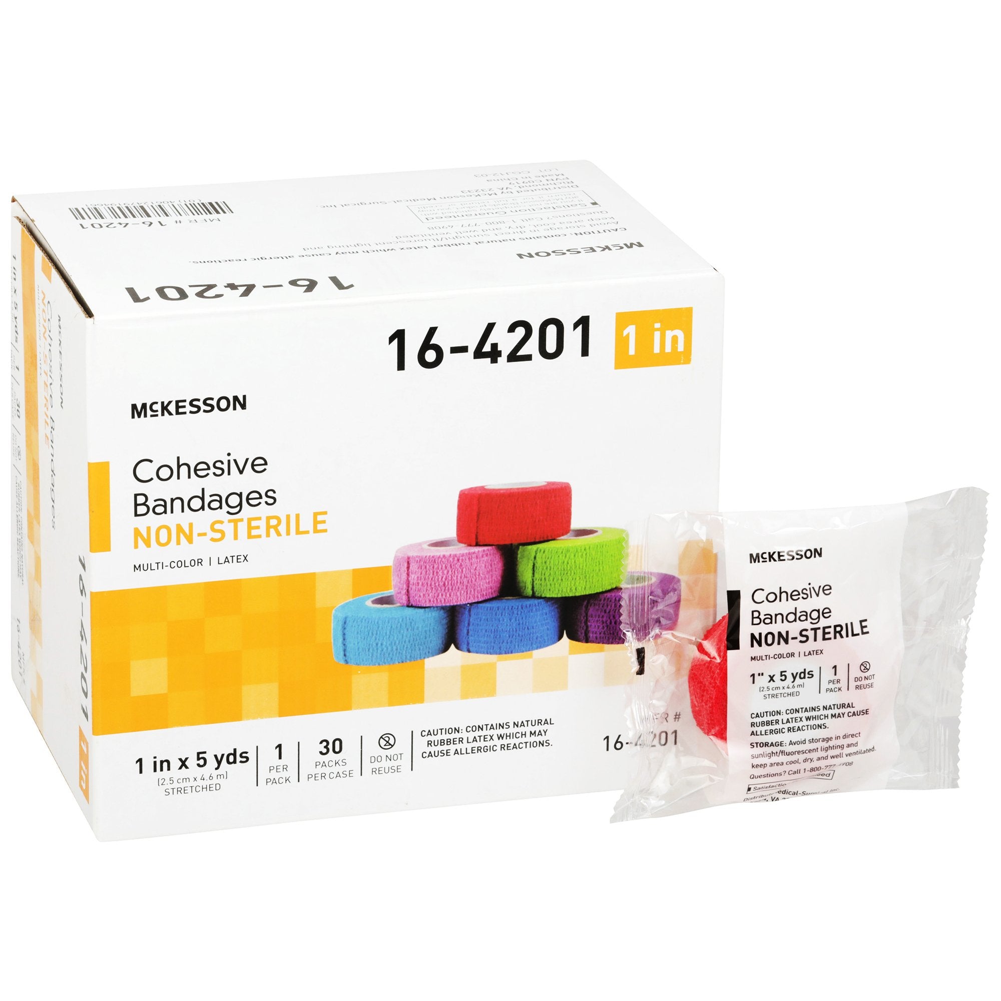 McKesson Brand - Cohesive Bandage McKesson 1 Inch X 5 Yard Self-adherent Closure Purple / Pink / Green / Light Blue / Royal Blue / Red NonSterile Standard Compression [30/CS] (944355_CS)