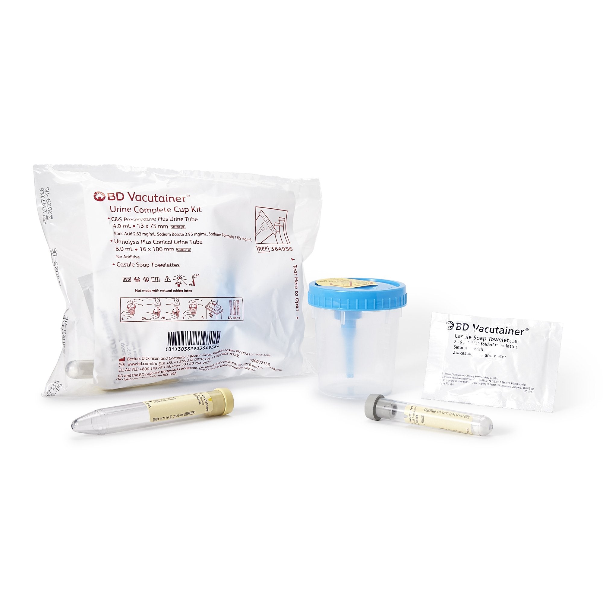 BD - Urine Specimen Collection Kit BD Vacutainer® 4 mL / 8 mL Plastic Collection Cup / Collection Tube Sterile [50/CS] (492908_CS)